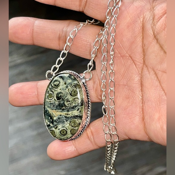 Crocodile Kambaba Jasper Pendant Necklace - Picture 1 of 10